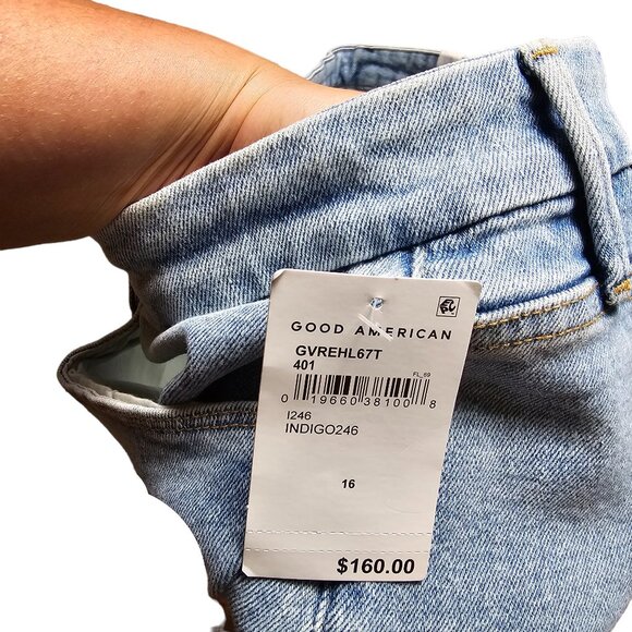 Good American Light‎ Wash Distressed Jeans Size 16 New With Tags! - Picture 5 of 8